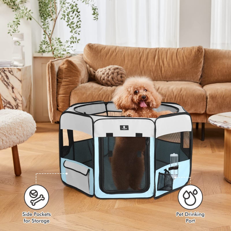 X-ZONE PET Dog Playpen Portable Pet Play Pens for Puppies, Cat, Rabbit, Chicks, Foldable Exercise Play Tent Kennel Crate, Indoor/Outdoor Travel Camping Blue Small - Image 3